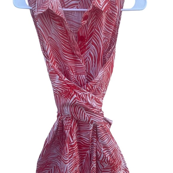 Talbots Orange and White Palm Dress Size 8P - Picture 3 of 10